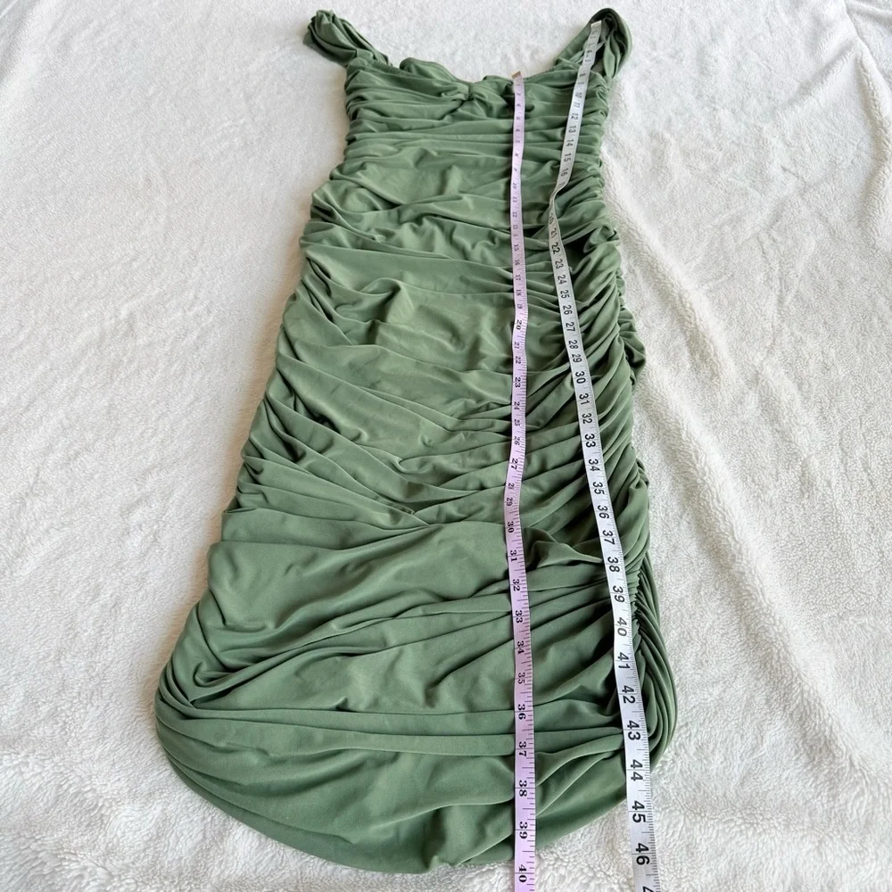 Norma Kamali Walter Green Draped Sleeveless Midi Dress L